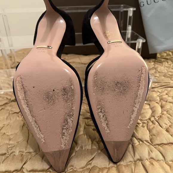 Gucci Reese Contrast Suede d'Orsay Pumps Size 37.5 - Picture 4 of 6